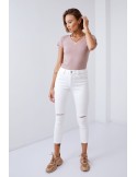 White denim pants with holes 20406 - Online store - Boutique